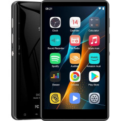 SWOFY 80 GB MP3 Player with Bluetooth & WiFi, SWOFY Hi-Fi 4.0 Inch Touchscreen MP4 Player, Android MP3 Player with Spotify, Amazon Music, FM Radio, Recorder, E-Book, Browser (Black/Blue)