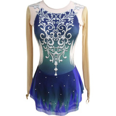 Eiskunstlaufkleid For Den Wettbewerb Frauen Mädchen Schnelltrocknend Atmungsaktiv Langarm Eislaufen Kleid Leistung Strass Applique