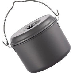 Ciieeo Campingtopf Satz für 4 6 Personen Robuster Rucksacktopf aus Hartem Aluminiumoxid mit Klappbarem Griff Wärmeleitfähiges Kochgeschirr für Camping Wandern und Picknick