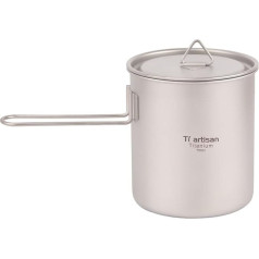 Tiartisan Outdoor Ultraleichter Campingtopf mit Deckel und abnehmbarem Griff, 550 ml/750 ml Titan-Wasserbecher für Wandern und Rucksackreisen