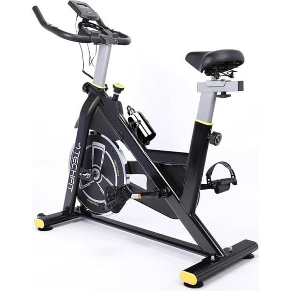 TechFit Fitness Bike Exercise Bike, 8 kg Flywheel Mass, 99 Resistance Levels, Adjustable Seat/Handlebar, Pulse Sensors, Tablet Holder, up to 120 kg, Ergonomic Pedals, for Beginners and Advanced Users