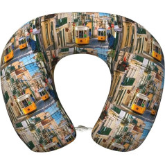 Lissabon Tram Print Reisekissen, Memory-Schaum-Nackenkissen, tragbares Kissen für Hotels, Camping, Seitenschläfer und Rückenschläfer