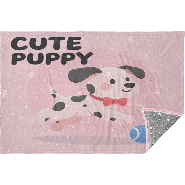 Soft Flannel Blanket Lightweight Travel Blanket Playful Puppy Glow in the Dark Stars Blanket Pillow 165x140cm