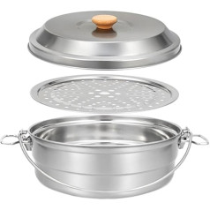 Edelstahl Tragbarer Reis- und Nudelsuppendämpfer 27,5 x 11,5 cm für Outdoor Kochen Camping Selbstfahrende Touren mit Dampfverriegelungsdeckel