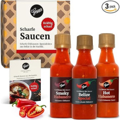 Gepp's Delicatessen Hot Sauce Set, Hot Sauce Set with 2 Fiery Habanero Chili Sauces and a Hot Belize Sauce, Chili Gift Set, Made According to Your Own Formula, Christmas Gift