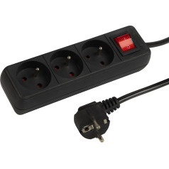 98-748# Pagarinātājs pr-370wsp 3 ligzdas ar iezemējumu+slēdētājs 5m melns (3x1,5mm)