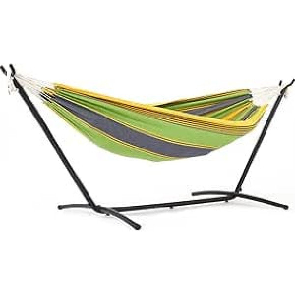 Mondeer Hammock with Hammock Frame, Double Cotton with Frame for 2 People, Portable Outdoor & Indoor Patio Yard Garden, Load Capacity up to 200 kg, Green