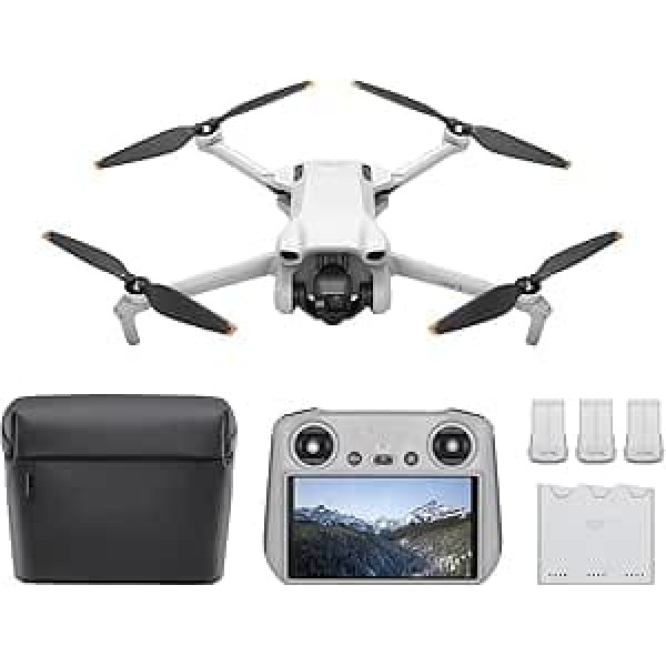 DJI Mini 3 Fly More Combo (DJI RC) - Lightweight and Foldable Mini Camera Drone with 4K HDR Video, 3 Batteries for 114 Minutes Flight Time
