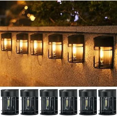 nipify Solar Wall Light Outdoor Pack of 6 Solar Lights for Outdoor Wall Light Outdoor Garden IP65 Waterproof Solar LED Outdoor Lights Wall Outdoor Lamp Wireless for Porch Garage Fence Lawn Warm White