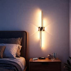 LED Indoor Wall Light, 20 W Modern Wall Lamp, Black, 3 Colours, Wall Light, Up Down Wall Lighting, Creative 80 cm Long Parallel Wall Light for Bedroom, Corridor, Living Room, Stairs