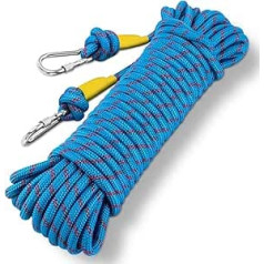 Strapazierfähige Wäscheleine, 20 m, 10 mm Polyester-Wäscheleine, Mehrzweck-Stahlkern, Wäscheleine mit Karabinerhaken, ideal für den Außenbereich