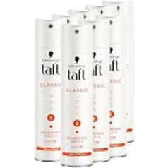 Schwarzkopf Taft Hair Spray Classic (8 x 250 ml), Hold Level 2 Hair Styling, Hair Spray for Damaged Hair, Hold and Care, Vegan Formula*