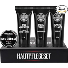 Viking Revolution - Face Care Men - (142 g each) Rejuvenating Moisturising Cream, Microdermabrasion Face Scrub, Foam Cleanser, Eye Cream (29 g) - Men's Gifts