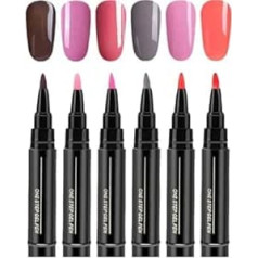 6 Stück Nagellackstifte, 5ml Schnelltrocknende Gel Nagellack Stifte, Gel Nail Arts Pen, Nagelkunststifte Maniküre Set, Langhaltendes Gels Nagellack Stift Ohne UV Lampe (#2)