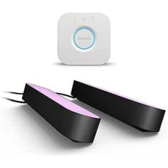 Philips Hue White & Colour Ambiance Play Light Bar Pack of 2 (500 lm) and Hue Bridge, Dimmable LED Light Bar for Hue Lighting System with 16 Million Colours, Smart Light Control via Voice or App