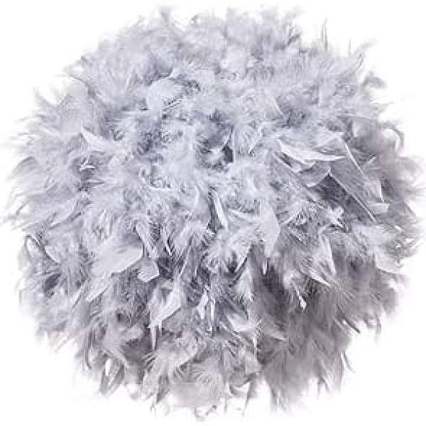 Waneway Feather Lampshade for Pendant Light, Ceiling Light, Fluffy Dreamy Light Shade for Table Lamp or Floor Lamp, Bedroom, Wedding or Party Decoration, Diameter 30 cm, Grey