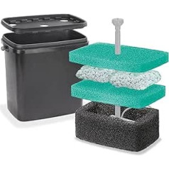 esotec Pond Filter Box L for Pond Pumps, Ponds up to 500 L, 3 Filter Sponges, 2 Mesh Bags, for Submersion, Pond Filter, Filter System, 101715