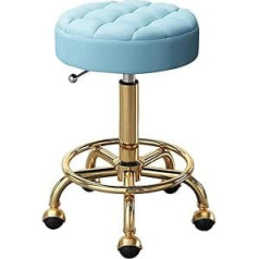 Golden Hairdressing Cutting Stool - Adjustable PU Padded Mobile Chairs for Hairdressing Salon and Office, Stylish and Comfortable Seating, Perfect for Haircuts and Beauty Services