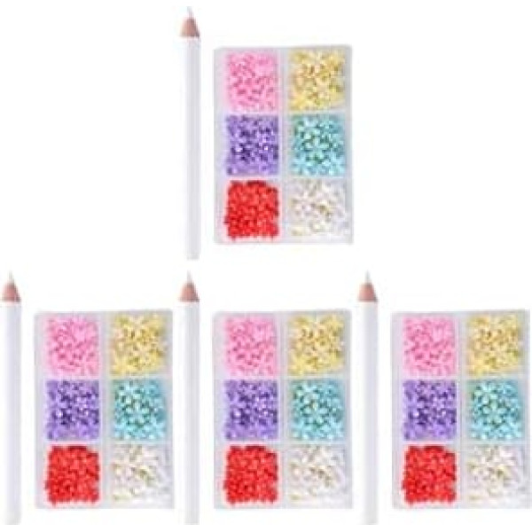 Nail accessories, 4 sets of nail art accessories, resin flowers, nail art, 3D nail charms, decorative nail beads, pink nails with rhinestones, 3D nail flowers