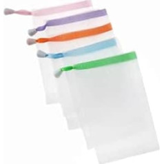Mesh Soap Bag with Drawstring Colourful Foam Nets for Solid Soap Handmade Soap Holder Mesh Bag Portable for Body Face Cleaning Practical Travel Accessories