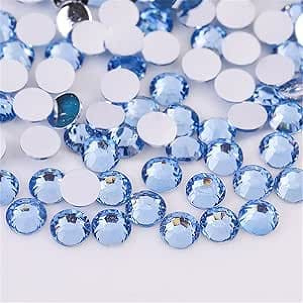 SS6 Strasssteine mit flacher Rückseite, transparent, rund, für Nagelkunst, DIY, Basteln, Kleidung, Schuhe, Taschen, 3000 Stück (Hellblau)