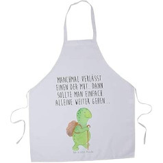 Mr. & Mrs. Panda Cooking Apron Turtle Wanderer - Gift, Backpack, Motivation, Motivation, New Beginning, Cooking Aprons for Men, Turtles, Hiking Holiday, BBQ Apron Men Funny, White, L