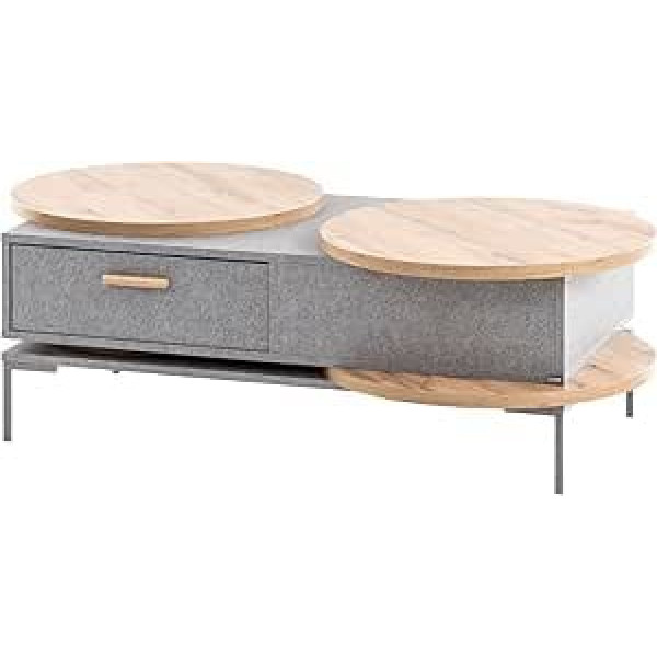 Schildmeyer Looks by Wolfgang Joop 701740 Coffee Table, Country House Oak / Feel Grey, Wood Material, 128.2 x 76 x 41.1 cm