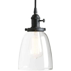 Phansthy Pendant Light Ceiling Light Vintage Industrial Pendant Lamp Chandelier Made of Bells Clear Glass E27 Lamp Socket Ceiling Light for Kitchen Cellar Living Room (Black Colour)