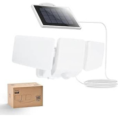 Philips Solar Security Light 3600LM Waterproof and Dimmable Motion Sensor LED Outdoor 3 Swivel Heads with 5M Cable Separate Solar Panel with 3 Modes