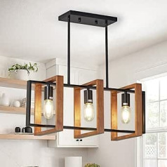 Hanging Lamp Dining Table, Billiard Table Lights Made of Wood and Metal, Adjustable Industrial Pendant Light Dining Table for Dining Room and Living Room, Hallway (A,3 Heads)