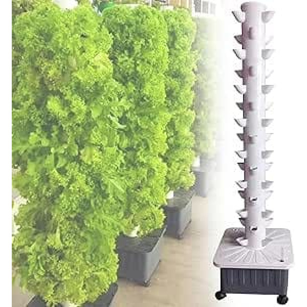 15 Tier 45 Holes Hydroponic Tower Kit Vertical Hydroponic Growing System Aquaponics Growing System Soilless Hydroponic Tower Growing System for Herbs and Vegetables