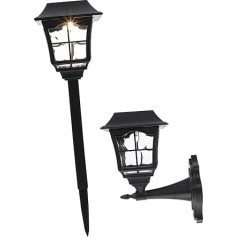 HEMOTON Pack of 2 Solar Wall Lights for Outdoor Use Decorative Garden Lights Multifunctional Solar Lights for Wall and Floor Mounting Energy Saving with High Conversion Solar Panel Warm Light