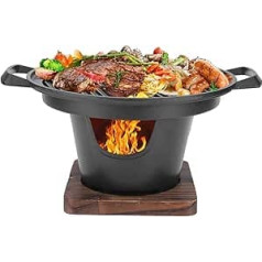 Tissting Small Table Charcoal Grill, 26 x 21 x 12.5 cm, Small Korean Barbecue Grill, Household Portable Mini Charcoal Oven for Camping, BBQ, Picnic, Beach, Party Use