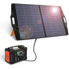 100 W Solar Panel Charger, Foldable Solar Panel Kit with 20-28 V DC Connection for Power Plants Jackery/Rockpals, Portable Solar Generator with USB-A USB-C QC 3.0 for Outdoor Emergencies, Camping, Van