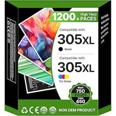 305XL Multipack Printer Cartridges Replacement for HP 305 XL Black and Colour Cartridges for HP DeskJet 2700 2710 2720 2722 DeskJet Plus 4110 4120 4130 Envy 6000 6010 6020 6032 Envy Pro 6400 6400 6010