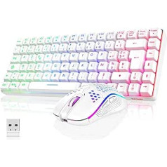 RedThunder K84 Combo USB Wireless AZERTY French AZERTY Keyboard and Mouse Rechargeable Battery with RGB Backlit 75% TKL Keyboard and Lightweight Honeycomb Optical Mouse