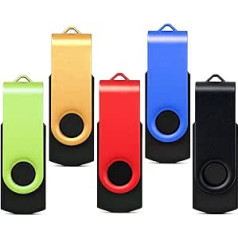 USB Stick 8 GB Pack of 5 High Speed USB 2.0 Multi-Coloured Rotatable