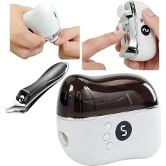 Electric Nail Clippers + Bevel Clippers Set - 3-in-1 Nail File with LED, Alloy Blade, Quiet & Low Vibration - Includes Nail Dust Container, Long Running & Child Safe/For Manicure, Pedicure & Family