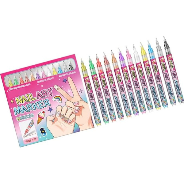 12 Stück Quick Dry Nails Art Pens für professionelle Salongebrauch und Maniküre zu Hause