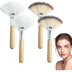 Fächerpinsel für Gesichtsbehandlungen, Kosmetiker, flauschiger Fächerpinsel, weiche Borsten, Highlighter-Pinsel, Gesichts-Make-up-Werkzeuge für Frauen und Mädchen, Puder-Rouge (weiß und dreifarbig)