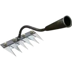 5/6/7/8 Teeth Carbon Steel Garden Weeding, Iron Weeding Rake 2.0, Iron Rake for Dethatching, Gardening and Backyard Lawn Loosening, (6 Teeth)