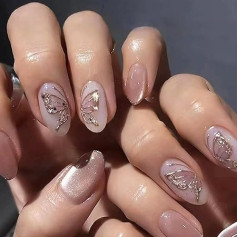 24 Pieces Coffin 3D Flower French Lace Press On False Nails with White Tips and Rhinestones Stick on Removable Nails for Women and Girls Simple Nail Art Set
