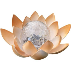 Solarbetriebene Lotus Gartenleuchte mit Glas Blumenkugel Wetterfeste LED Außenbeleuchtung für Terrasse Hof und Rasen