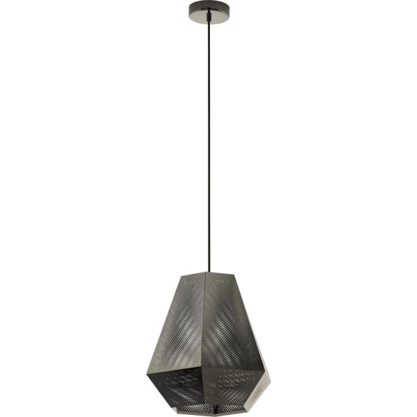 EGLO Chiavica Pendant Light, 1-Bulb Industrial Vintage Pendant Light Made of Steel in Nickel Black, Dining Table Lamp, Living Room Lamp Hanging with E27 Socket, Diameter 36 cm