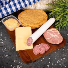 WURSTBARON® Alpine Lunch Package, Sausage Package with Bavarian Obazda, Ham, Salami, Cheese & Bread, Gift Set with South Tyrolean Shaked Bread, Black Smoked Ham, Obazda & Salametti
