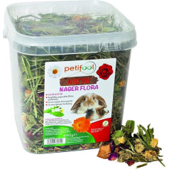 petifool Nager Flora, 430 g, complete feed for rodents, natural rodent feed for rabbits and guinea pigs, no artificial additives, 100% natural, species-appropriate feed, herbs and alfalfa