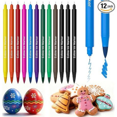 Twisweet Food Colouring Pen, 12 Pieces Edible Double Tip Sugar Pen, Food Safe Colouring Pens for Fondant DIY, Writing & Drawing on Cakes, Biscuits, Icing Donuts, Easter Eggs
