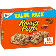 Reese's Puffs Breakfast Cereal Bars, Peanut Butter & Cocoa, 16 Pieces (Pack of 1)