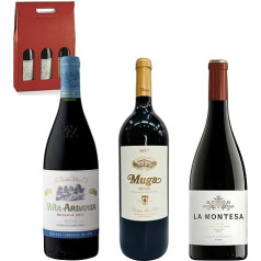 ENOVINOS Gourmet-Korb, Weihnachtsgeschenk, Firmen, Familie und Freunde, Box für ausgewählte Weine: Rebe, La Montesa und Muga