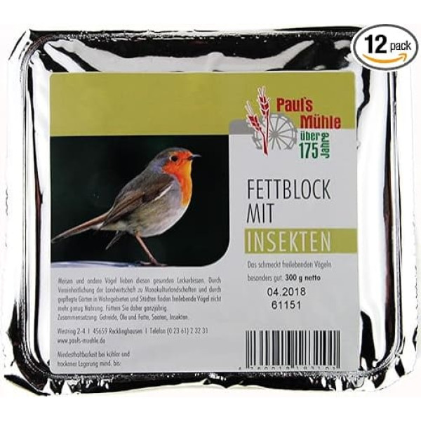 Paul's Fat Block with Insects Bird Buffet) 12 x 300g
